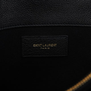 Yves Saint Laurent Black Leather Canvas Muse Two 2-Way Bag