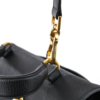 Yves Saint Laurent Black Leather Canvas Muse Two 2-Way Bag