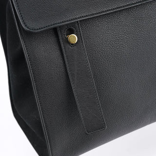 Yves Saint Laurent Black Leather Canvas Muse Two 2-Way Bag