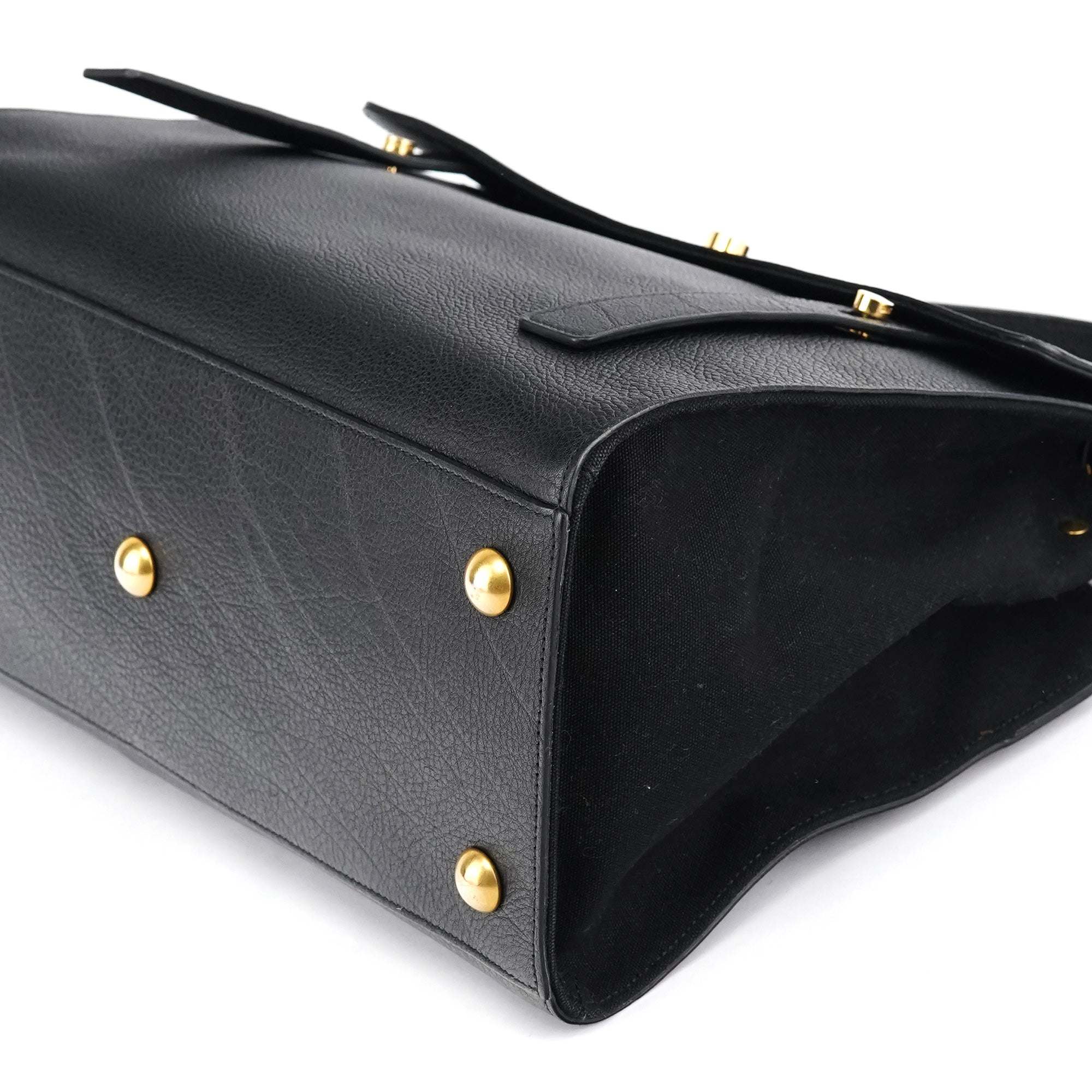 Yves Saint Laurent Sac deux portés Muse Two en cuir et toile noirs