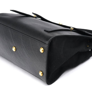 Yves Saint Laurent Black Leather Canvas Muse Two 2-Way Bag