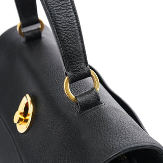 Yves Saint Laurent Black Leather Canvas Muse Two 2-Way Bag