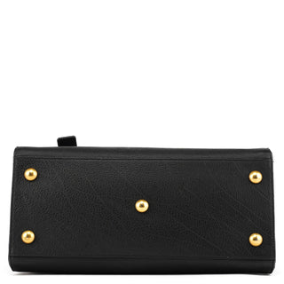 Yves Saint Laurent Black Leather Canvas Muse Two 2-Way Bag