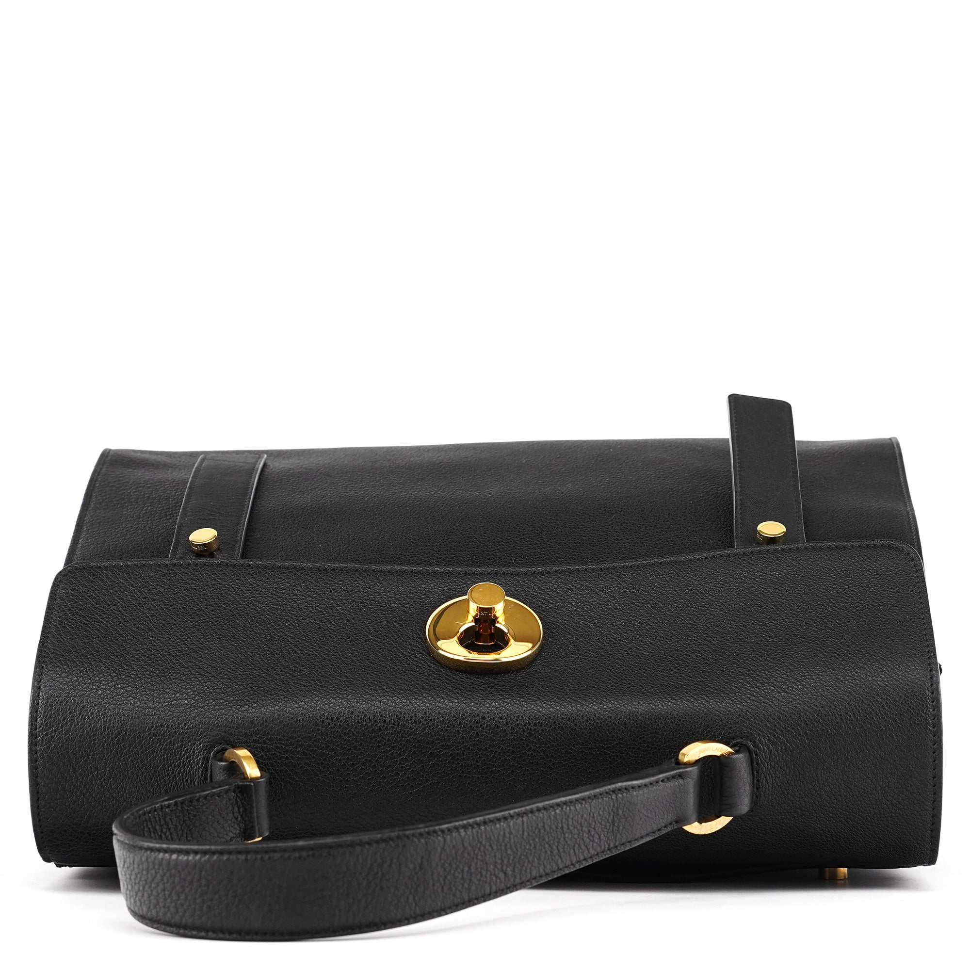 Yves Saint Laurent Sac deux portés Muse Two en cuir et toile noirs