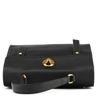 Yves Saint Laurent Black Leather Canvas Muse Two 2-Way Bag