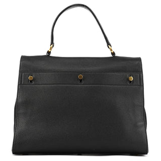 Yves Saint Laurent Black Leather Canvas Muse Two 2-Way Bag