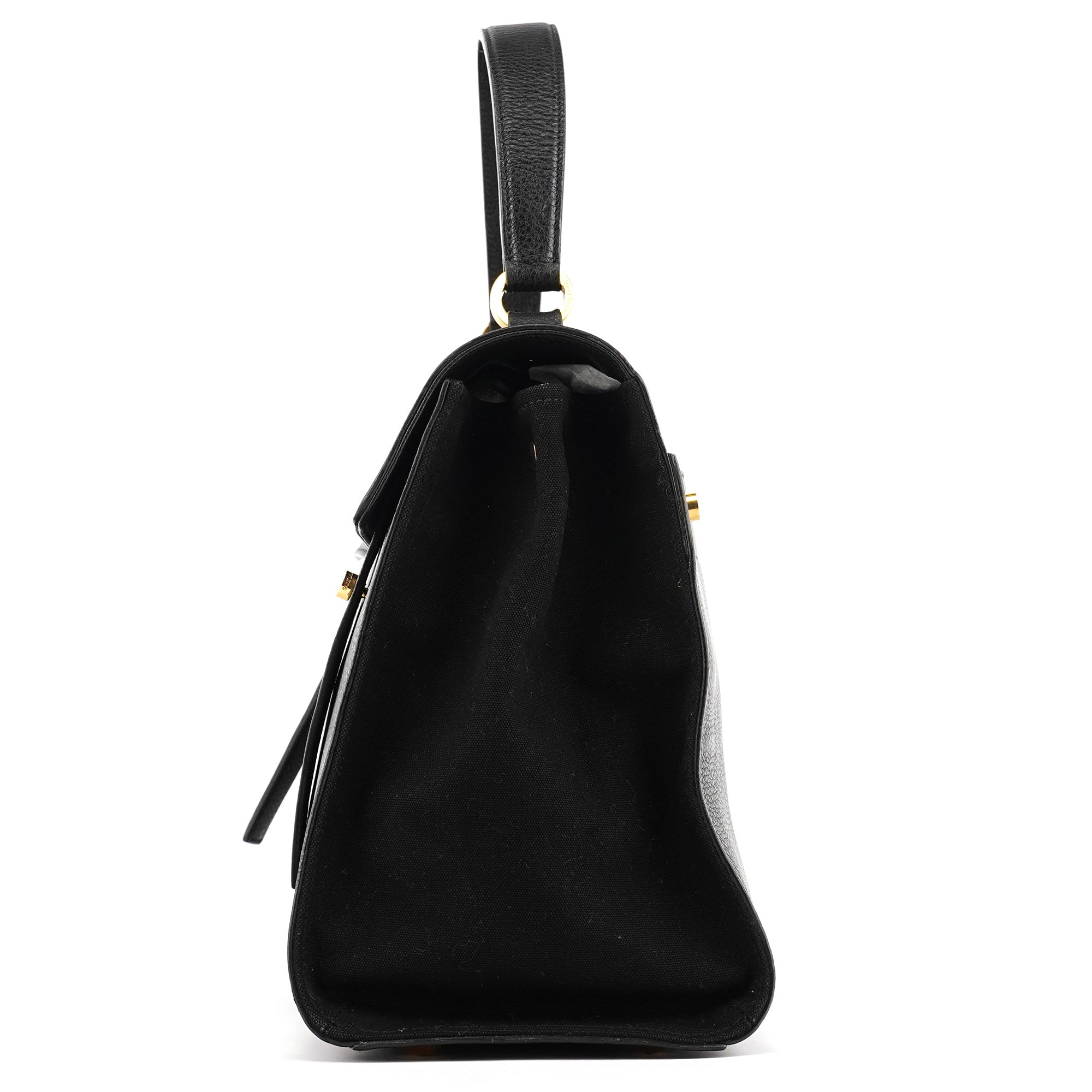 Yves Saint Laurent Sac deux portés Muse Two en cuir et toile noirs