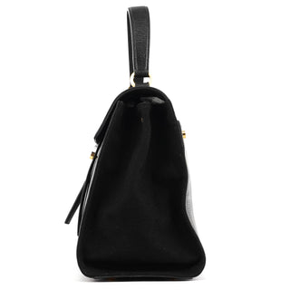 Yves Saint Laurent Black Leather Canvas Muse Two 2-Way Bag