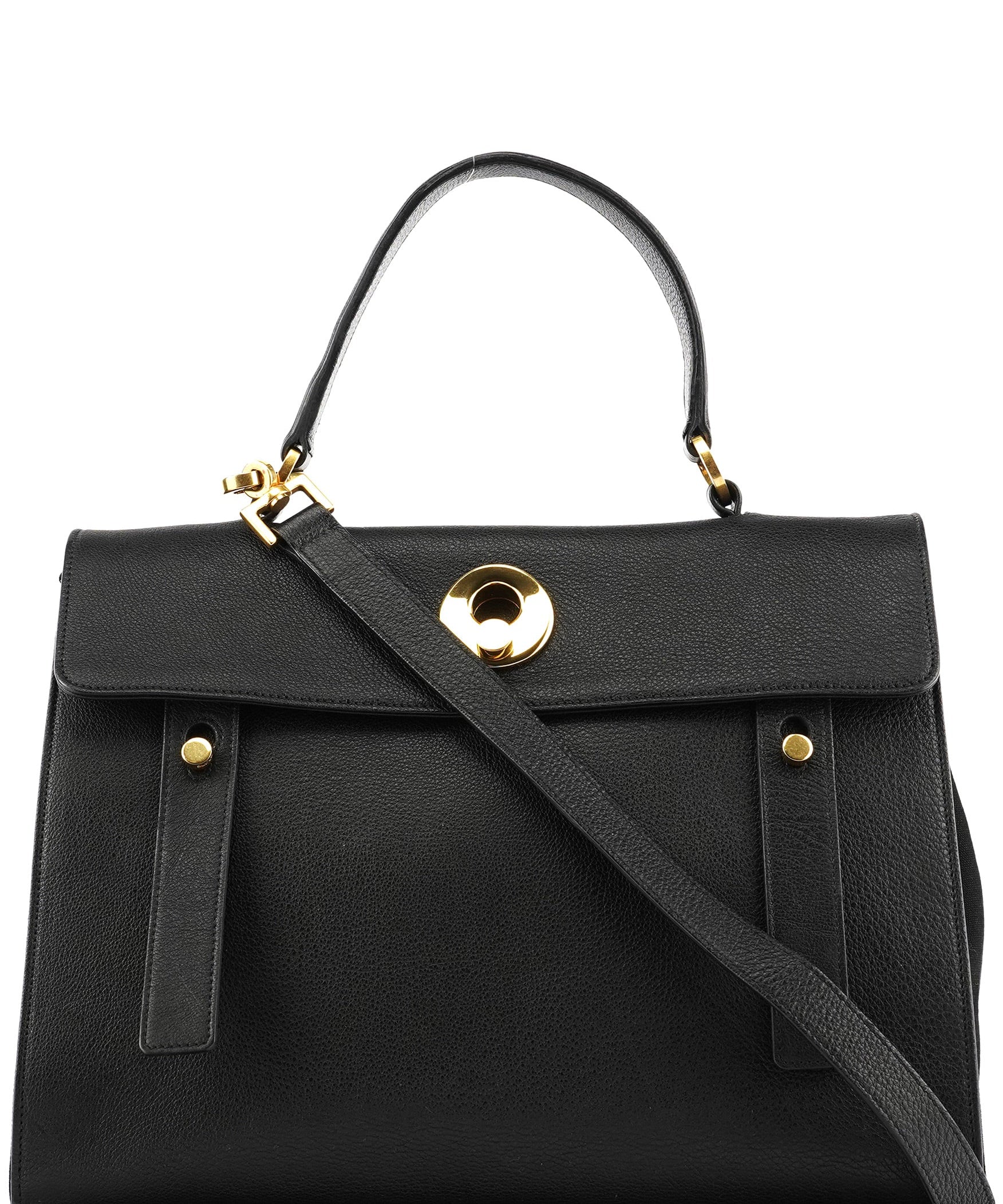 Yves Saint Laurent Sac deux portés Muse Two en cuir et toile noirs