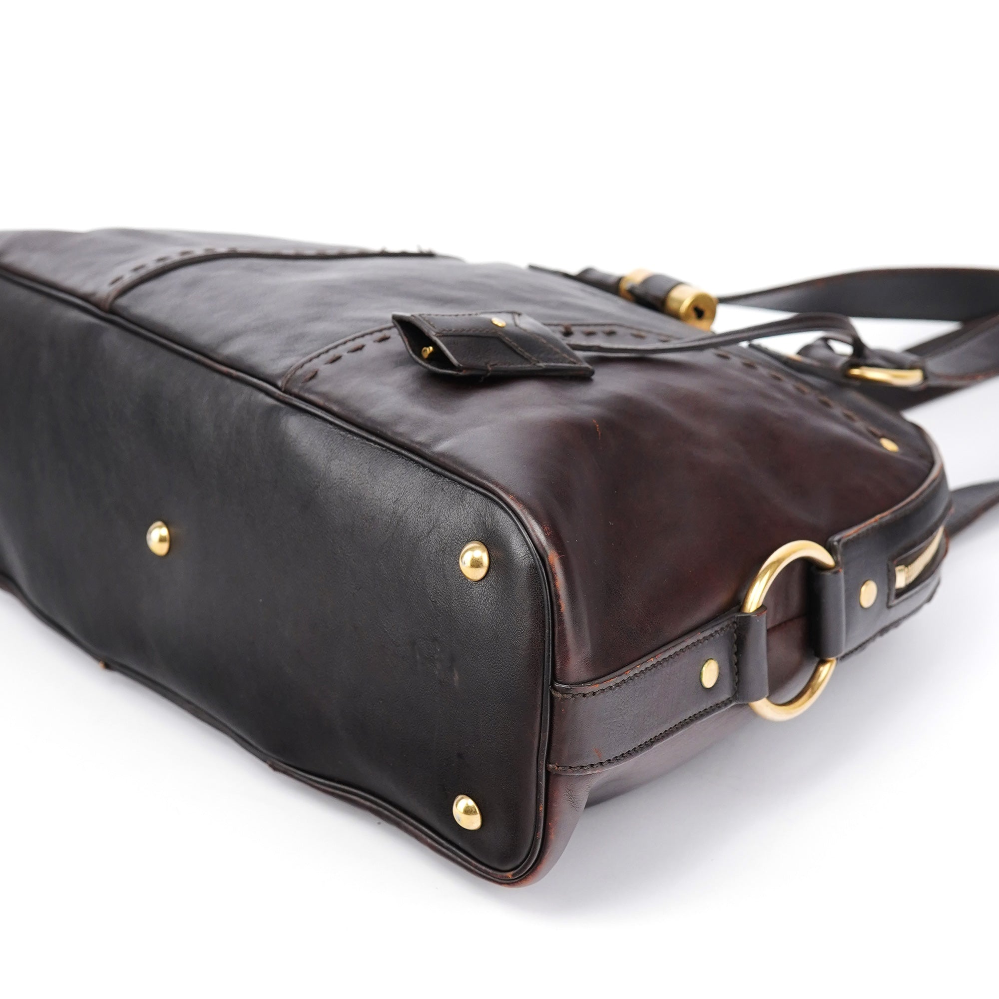 Yves Saint Laurent Sac cabas Muse en cuir marron foncé