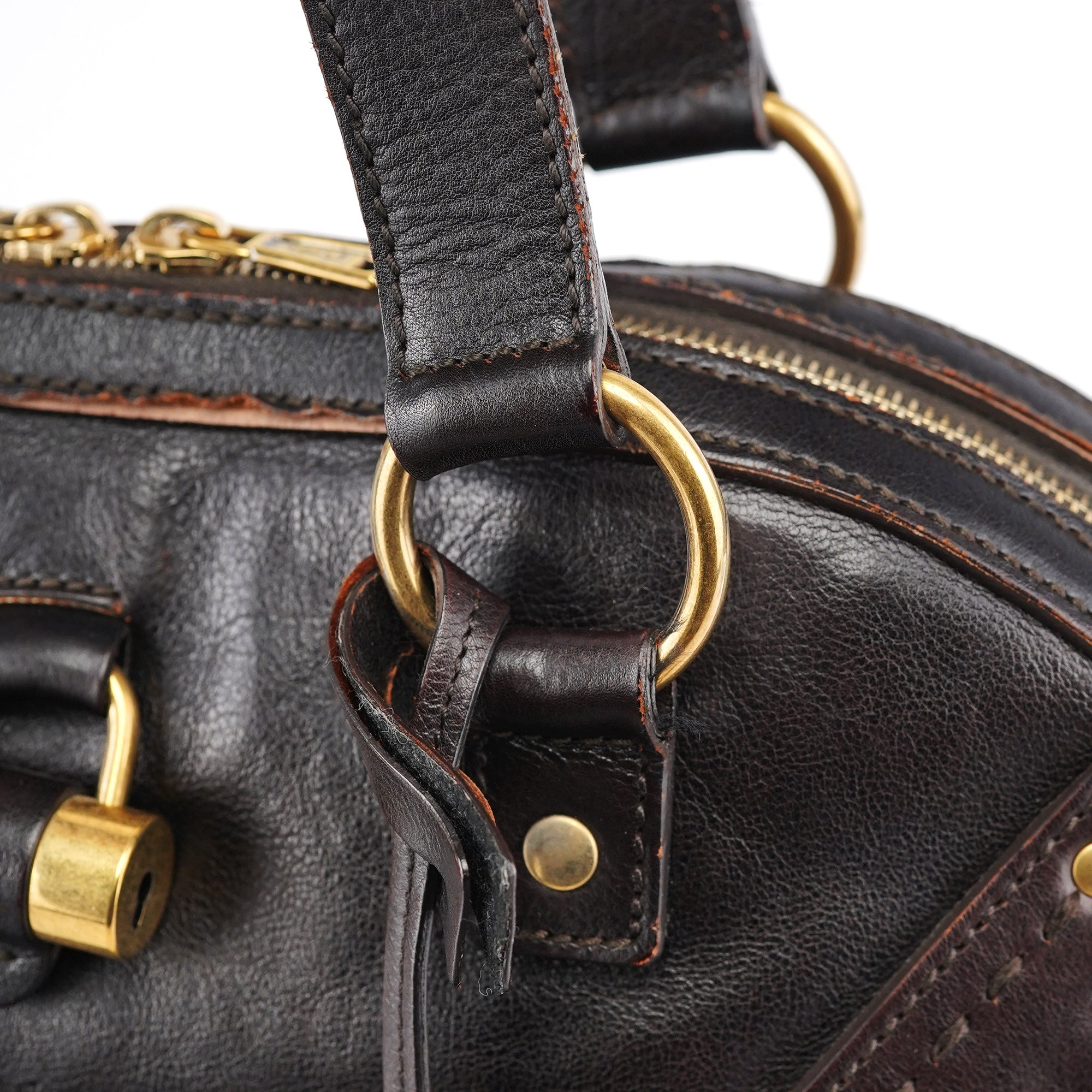 Yves Saint Laurent Sac cabas Muse en cuir marron foncé