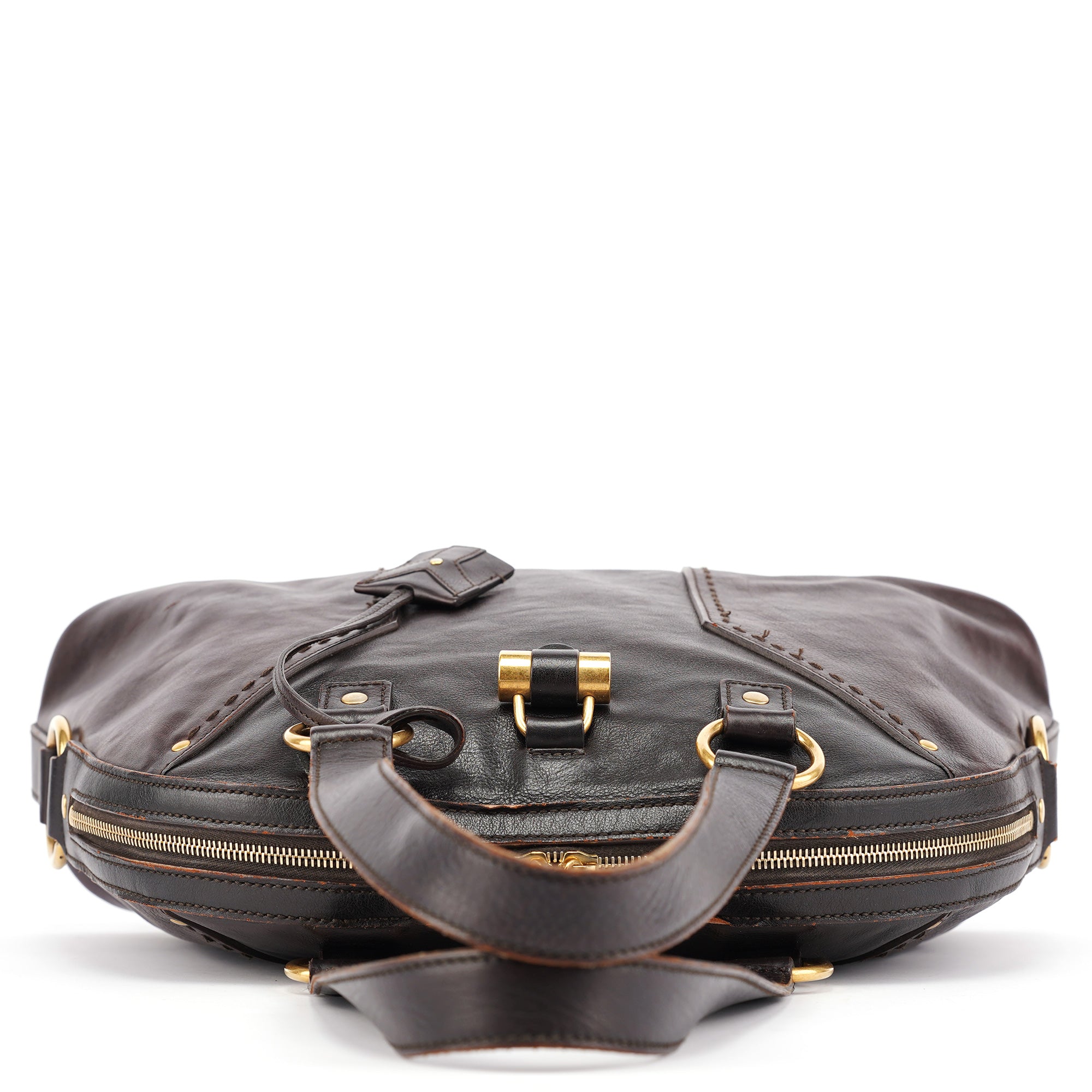 Yves Saint Laurent Sac cabas Muse en cuir marron foncé