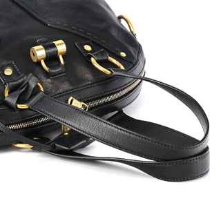 Yves Saint Laurent Black Leather Muse Tote Bag