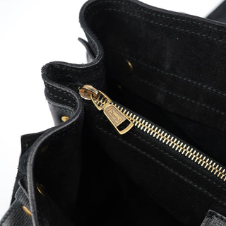 Yves Saint Laurent Black Leather Suede Muse Two Top Handle Bag