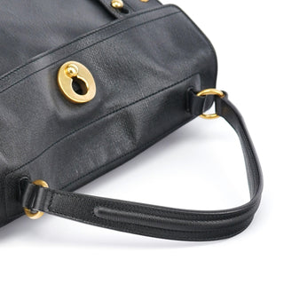 Yves Saint Laurent Black Leather Suede Muse Two Top Handle Bag