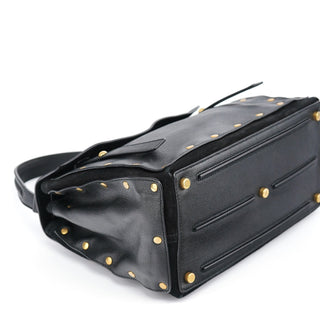 Yves Saint Laurent Black Leather Suede Muse Two Top Handle Bag