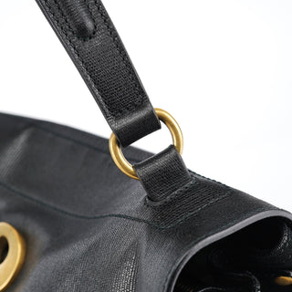 Yves Saint Laurent Black Leather Suede Muse Two Top Handle Bag