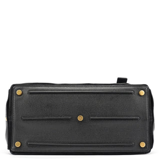 Yves Saint Laurent Black Leather Suede Muse Two Top Handle Bag