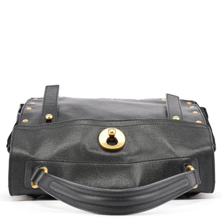 Yves Saint Laurent Black Leather Suede Muse Two Top Handle Bag