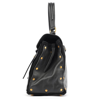 Yves Saint Laurent Black Leather Suede Muse Two Top Handle Bag