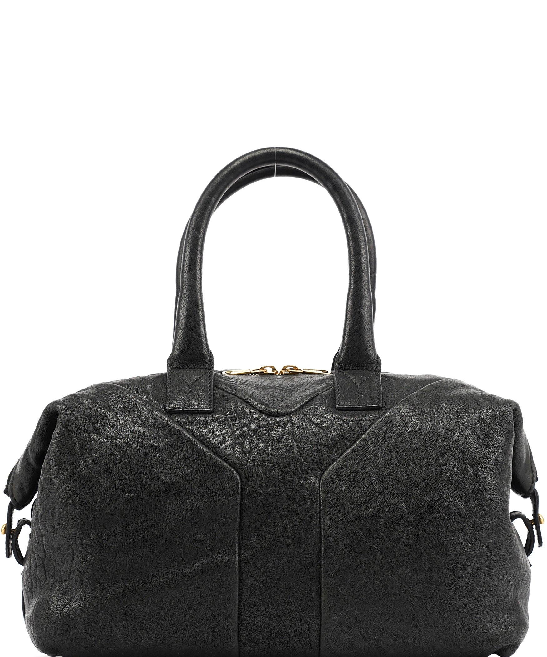 Yves Saint Laurent Y Boston Bag aus schwarzem Leder