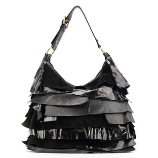 Yves Saint Laurent Black Multi Leather Saint Tropez Shoulder Bag