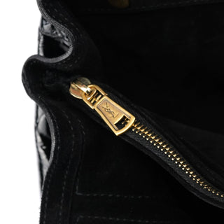 Yves Saint Laurent Black Patent Calfhair Muse Two Bag