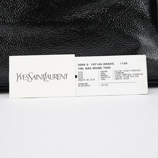 Yves Saint Laurent Black Patent Calfhair Muse Two Bag
