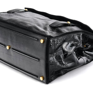 Yves Saint Laurent Black Patent Calfhair Muse Two Bag