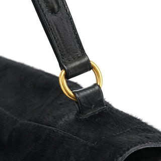 Yves Saint Laurent Black Patent Calfhair Muse Two Bag