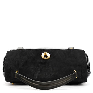 Yves Saint Laurent Black Patent Calfhair Muse Two Bag