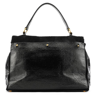 Yves Saint Laurent Black Patent Calfhair Muse Two Bag