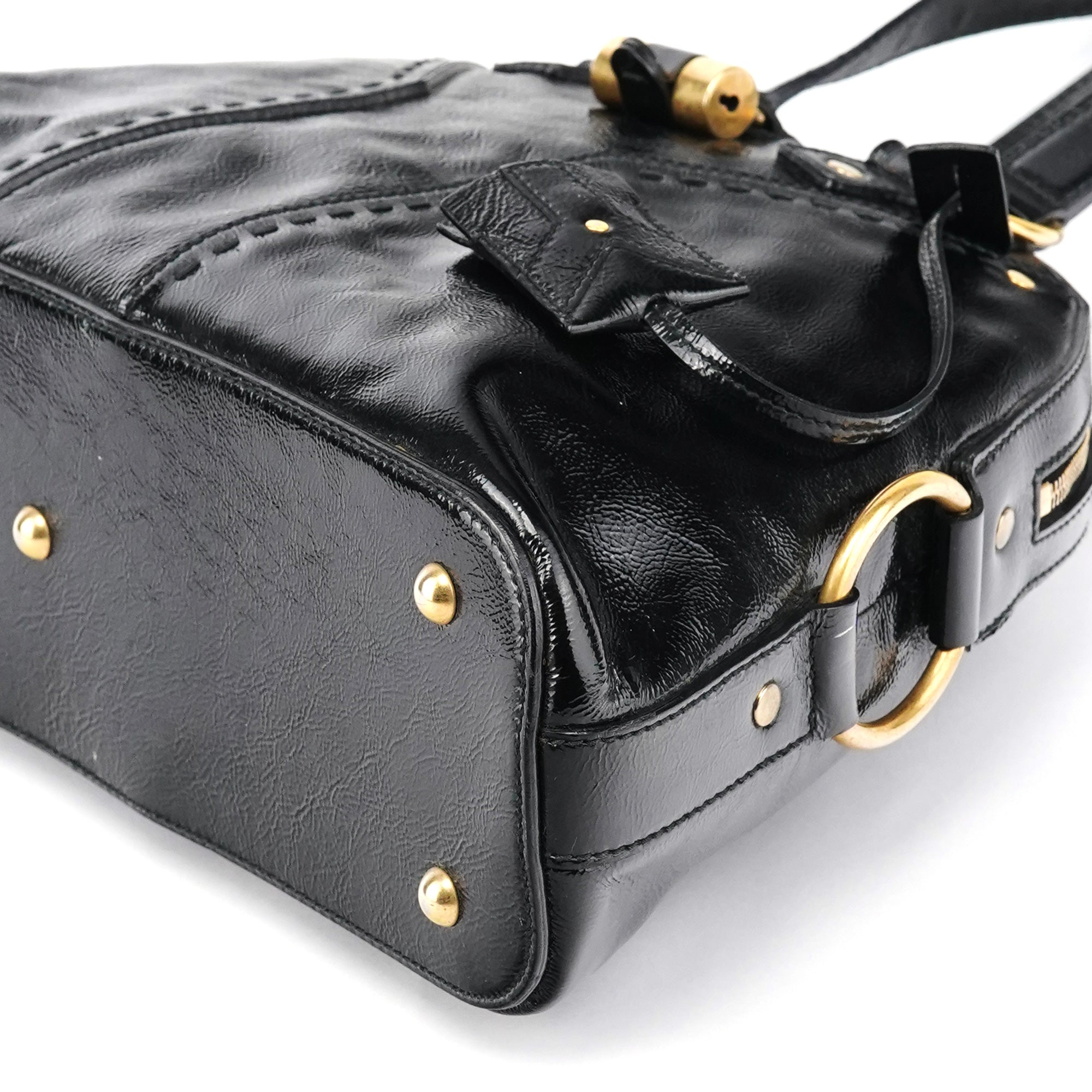 Yves Saint Laurent Sac cabas Muse en cuir verni noir