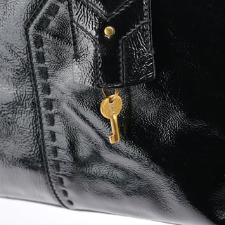 Yves Saint Laurent Black Patent Leather Muse Tote Bag