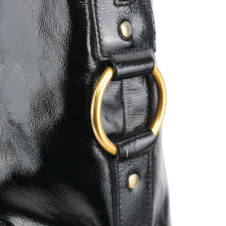 Yves Saint Laurent Black Patent Leather Muse Tote Bag