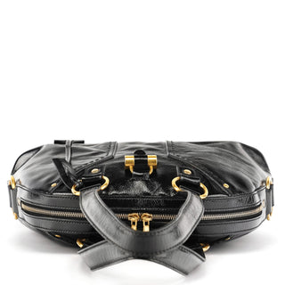Yves Saint Laurent Black Patent Leather Muse Tote Bag