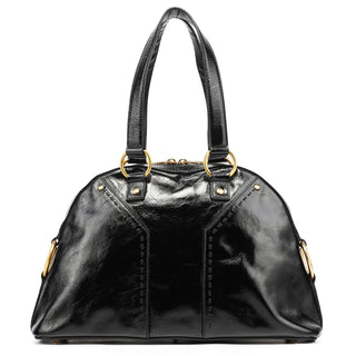 Yves Saint Laurent Black Patent Leather Muse Tote Bag