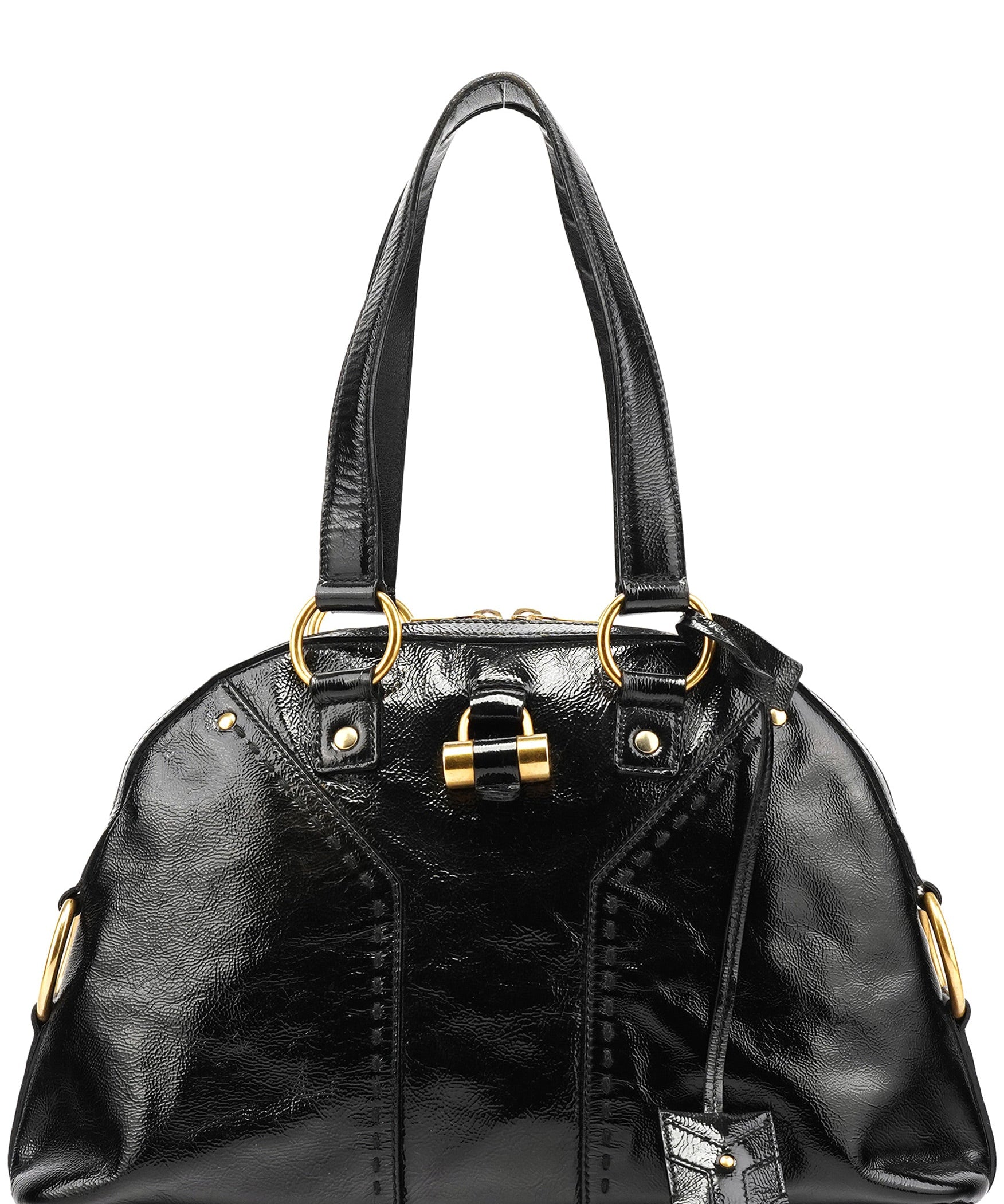 Yves Saint Laurent Borsa tote Muse in pelle verniciata nera