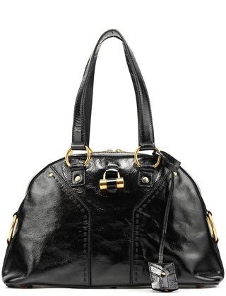 Yves Saint Laurent Black Patent Leather Muse Tote Bag