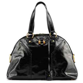 Yves Saint Laurent Black Patent Leather Muse Tote Bag