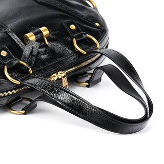 Yves Saint Laurent Black Patent Leather Muse Tote Bag