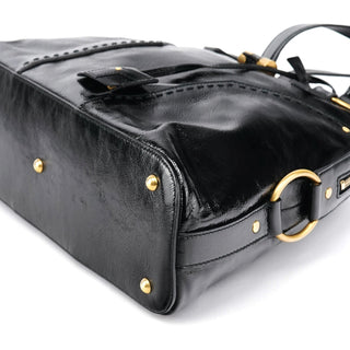 Yves Saint Laurent Black Patent Leather Muse Tote Bag