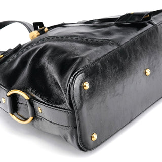 Yves Saint Laurent Black Patent Leather Muse Tote Bag