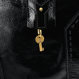 Yves Saint Laurent Black Patent Leather Muse Tote Bag