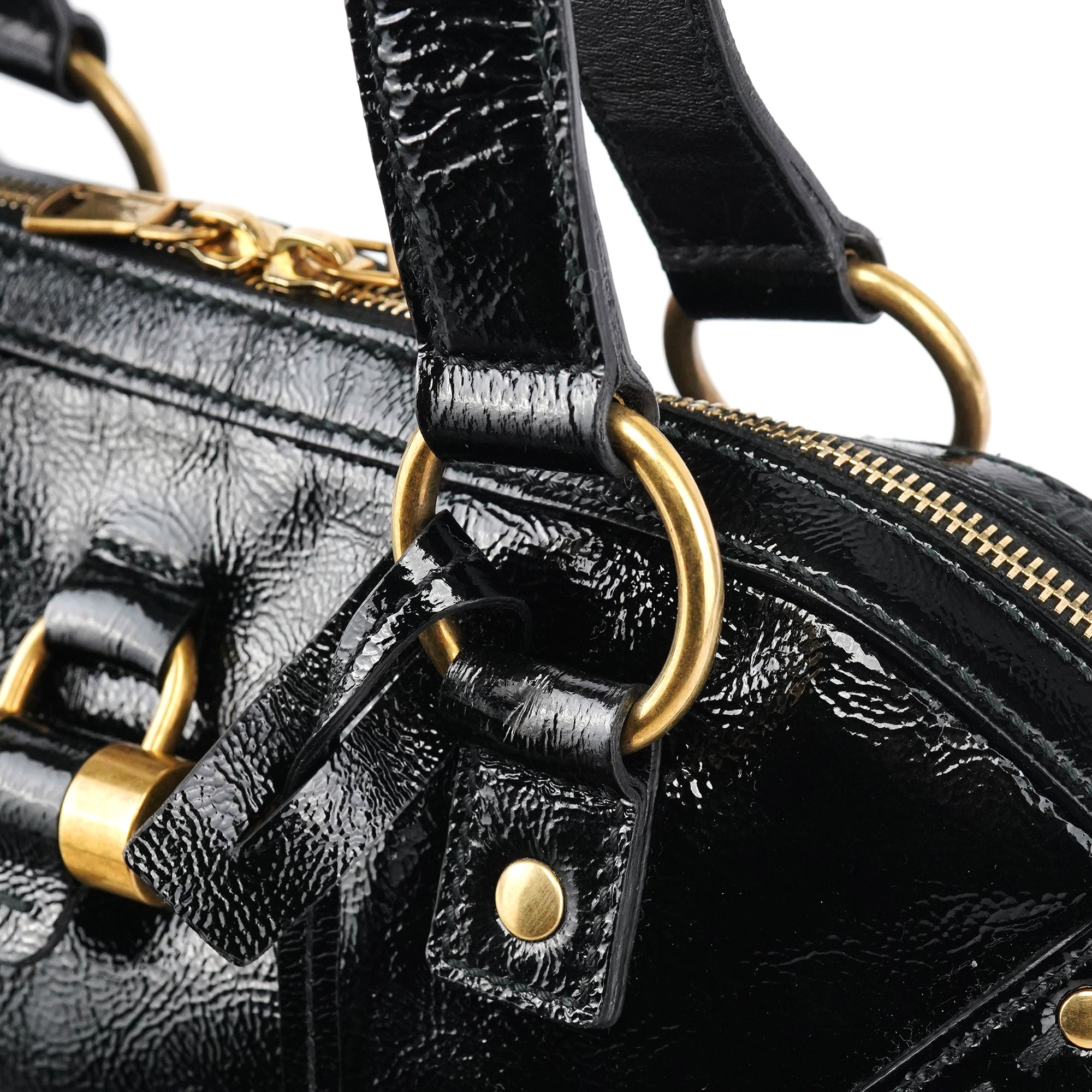 Yves Saint Laurent Sac cabas Muse en cuir verni noir