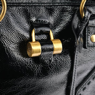 Yves Saint Laurent Black Patent Leather Muse Tote Bag