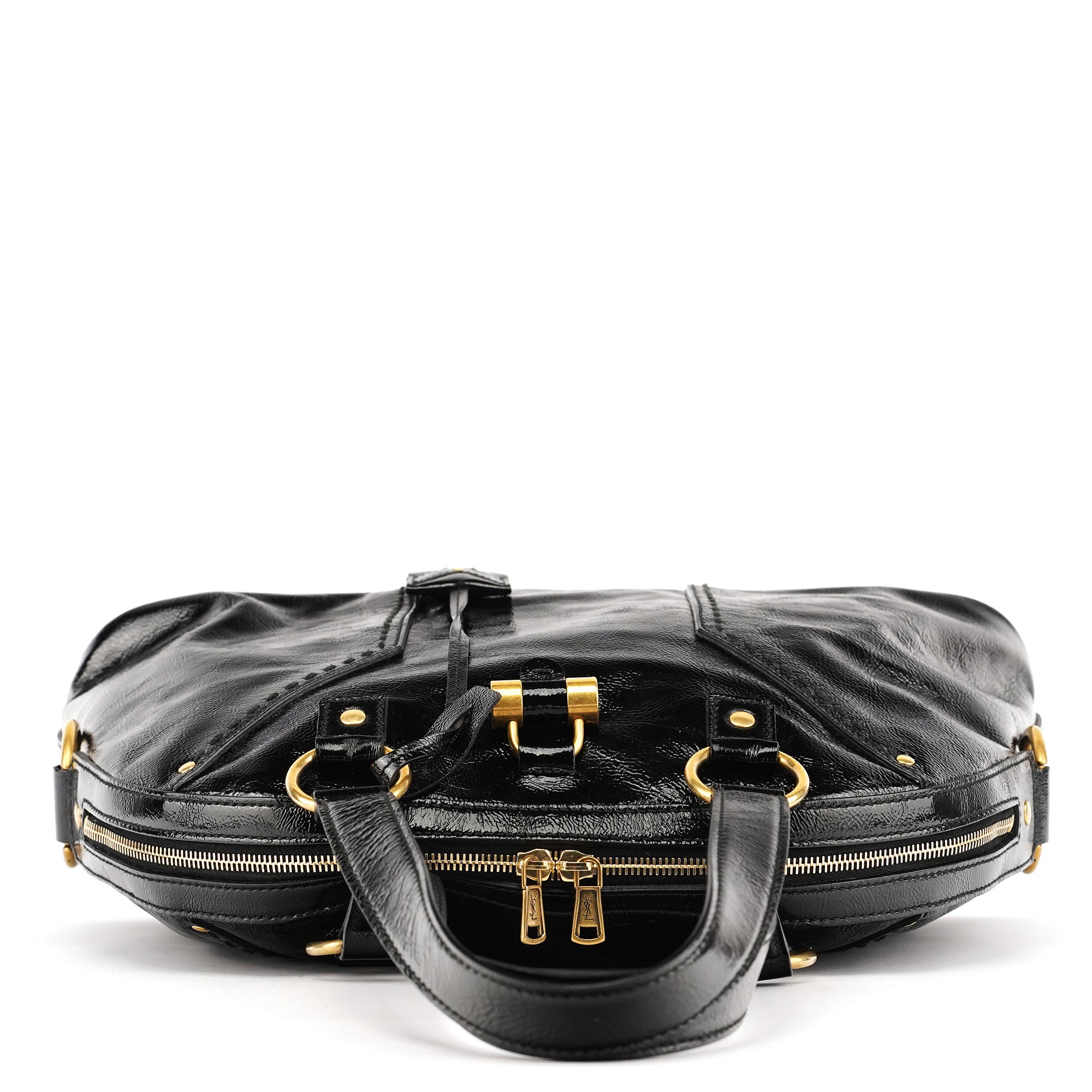 Yves Saint Laurent Sac cabas Muse en cuir verni noir