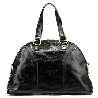 Yves Saint Laurent Black Patent Leather Muse Tote Bag