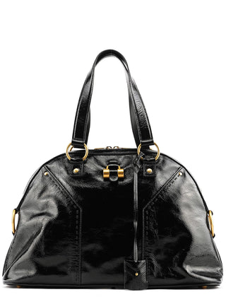Yves Saint Laurent Black Patent Leather Muse Tote Bag