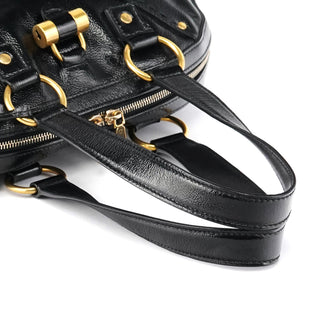 Yves Saint Laurent Black Patent Leather Muse Tote Bag